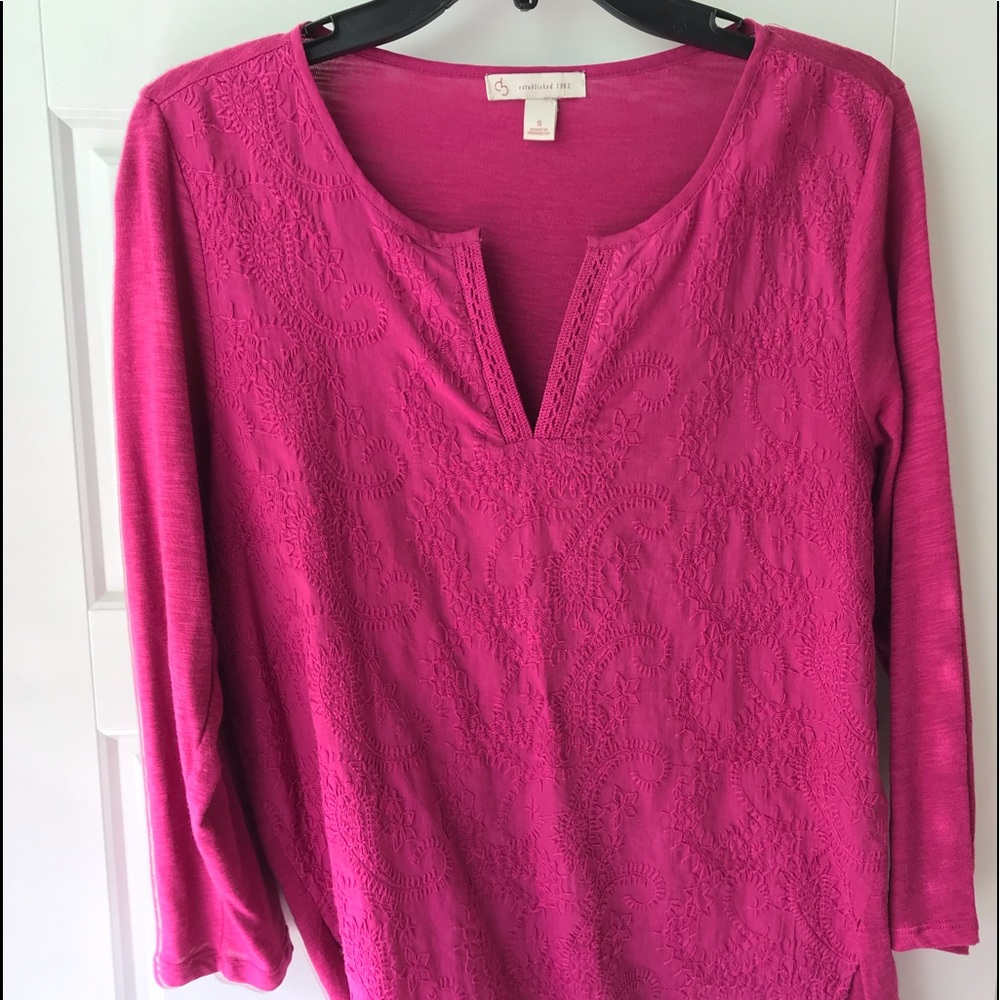 Hot pink embroidered top
